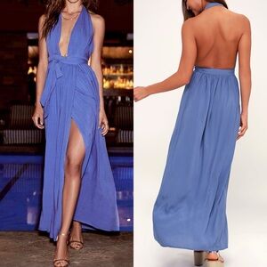 Lulu’s Magical Movement Periwinkle Blue Wrap Maxi Dress Sz Small